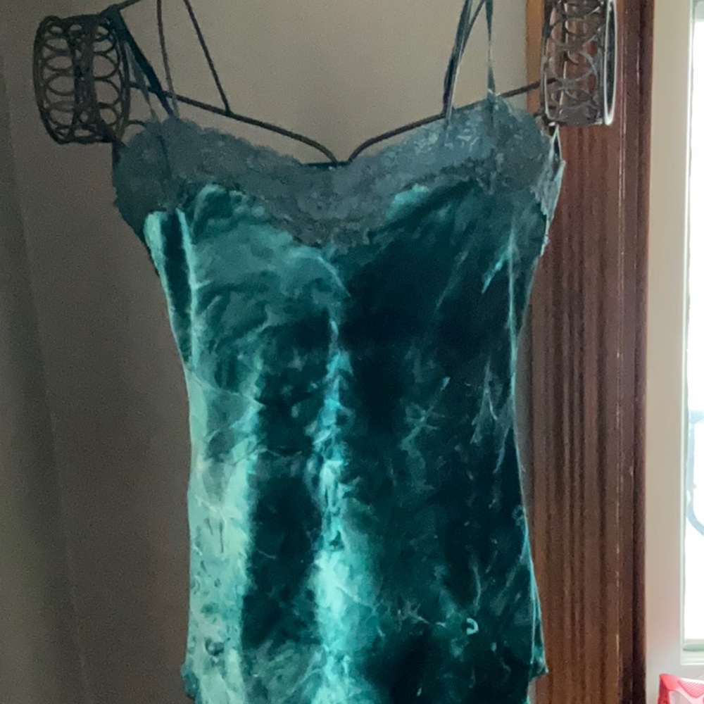 Vintage Whimsigoth Jewel-Tone Velvet Lace-Trim Cami Top Sz. S
